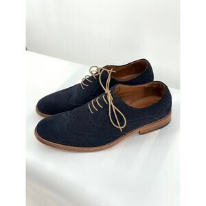 Gordon Rush Oxford Shoes Mens 9 Navy Blue Suede Wingtip Brogue Leather